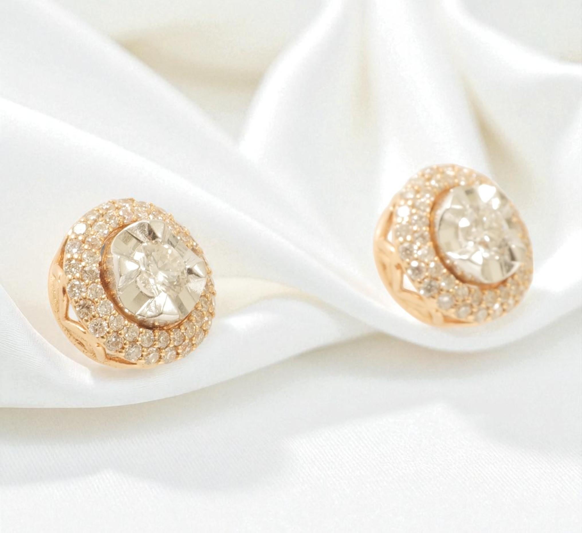 Solitär-Ohrstecker aus 14k massivem Gold (zertifiziert) im Angebot 2