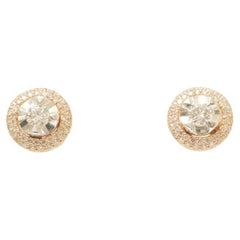 Pendientes de oro macizo de 14k con solitario (certificado)