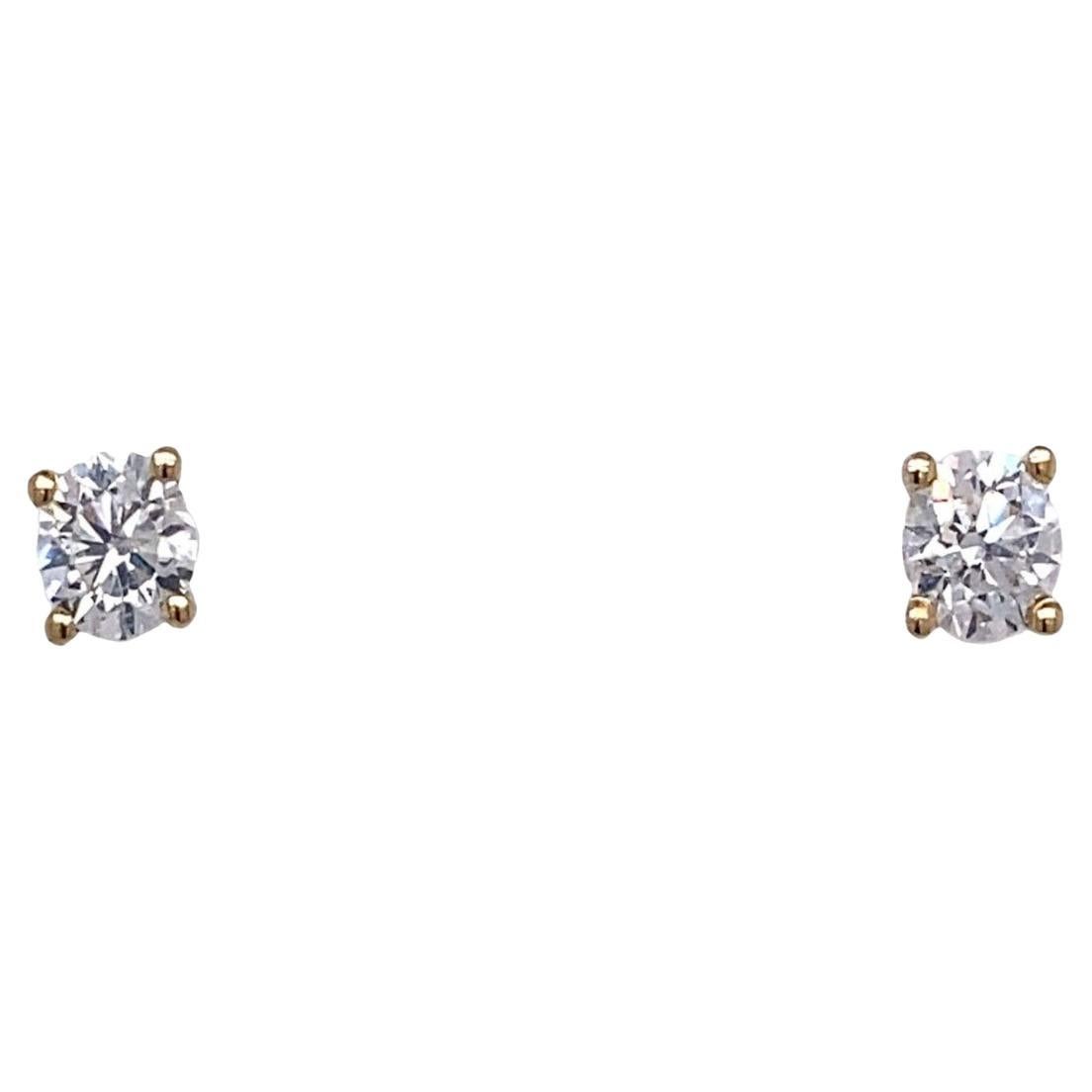 Solitaire Stud Earrings Set with 0.50ct of Diamonds in 18ct Yellow Gold For Sale
