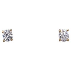 Solitaire Stud Earrings Set with 0.50ct of Diamonds in 18ct Yellow Gold