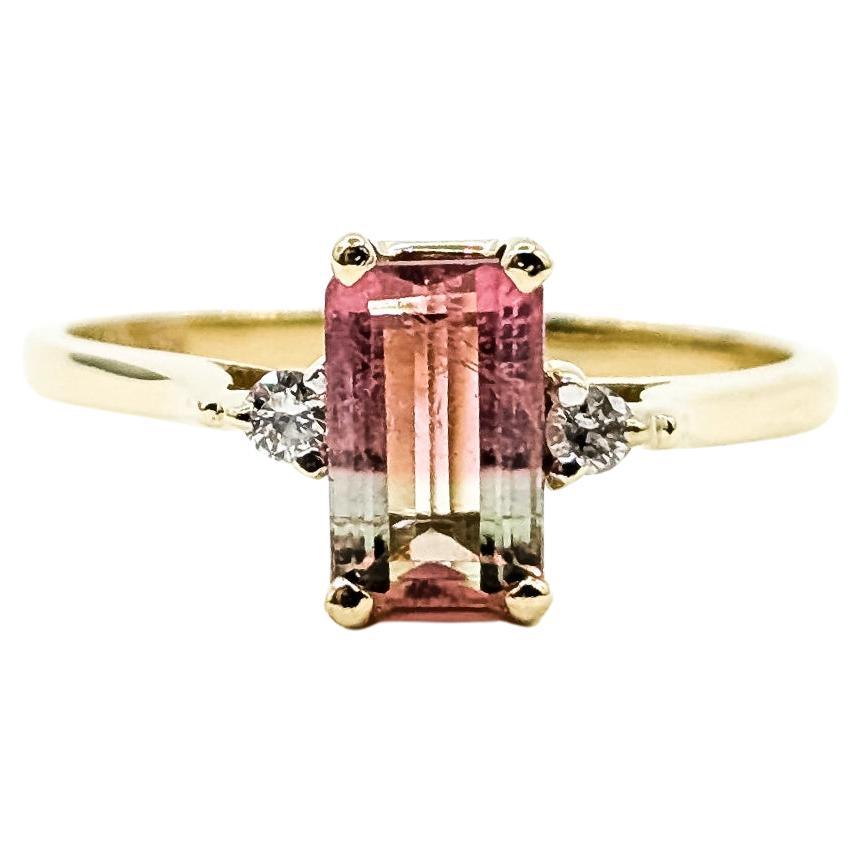 Solitaire Tourmaline
Diamond Ring in 14k