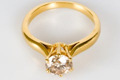 Solitär-Hochzeitsring aus 18 Karat Gold mit 1 Diamant im Rundschliff