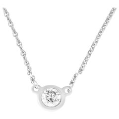 Solitaire White Diamond Bezel Necklace