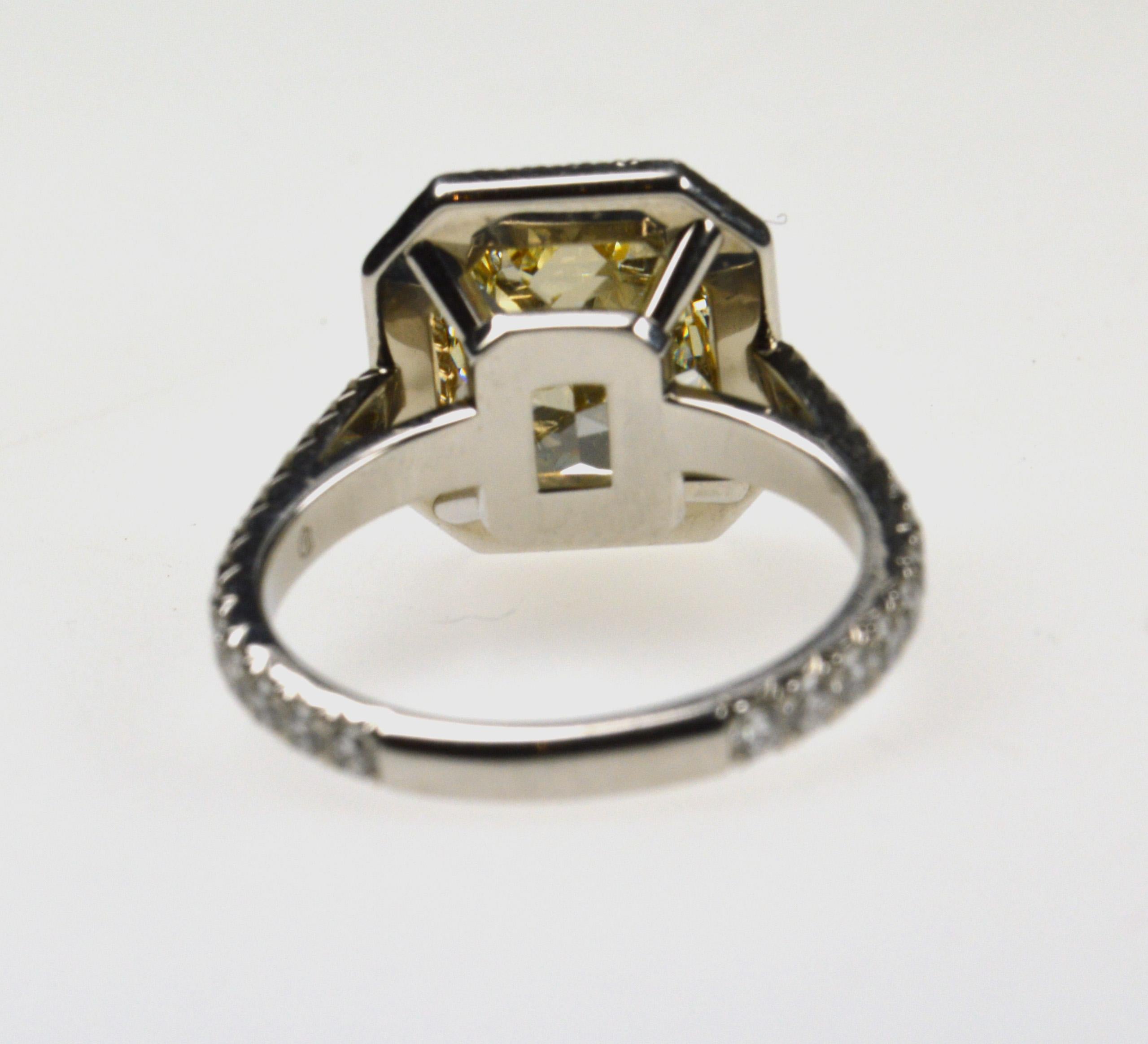 Radiant Cut Solitaire Yellow Diamond Ring For Sale