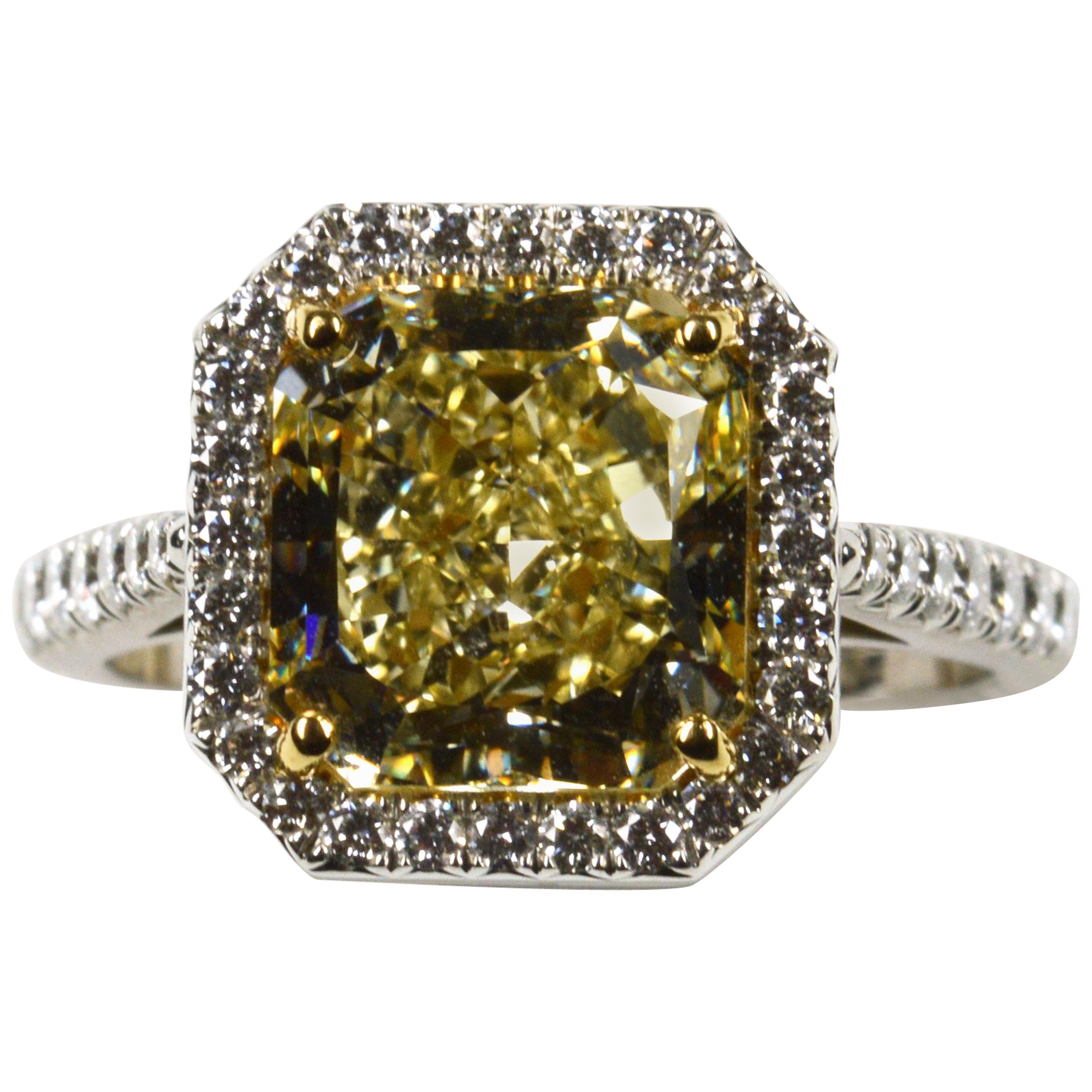 Solitaire Yellow Diamond Ring For Sale