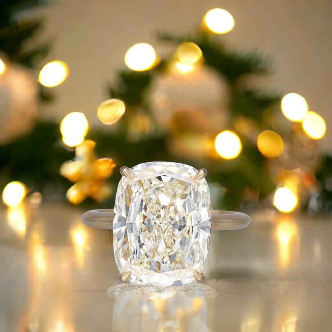 Anillo Solitario de Diamantes en Cojín  10,10CT Certificado HRD en venta 1