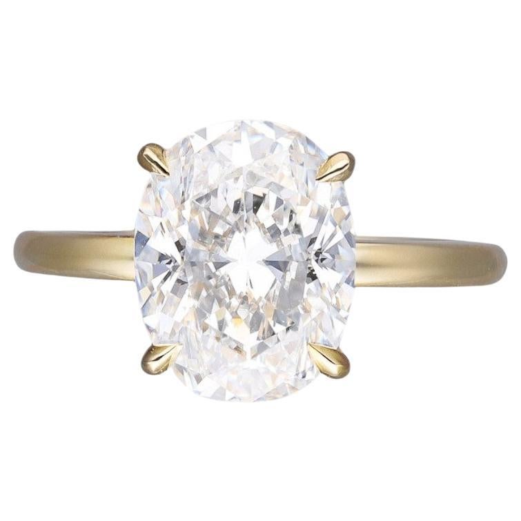 Solitare Oval Diamond Ring 4ct GIA Certified For Sale