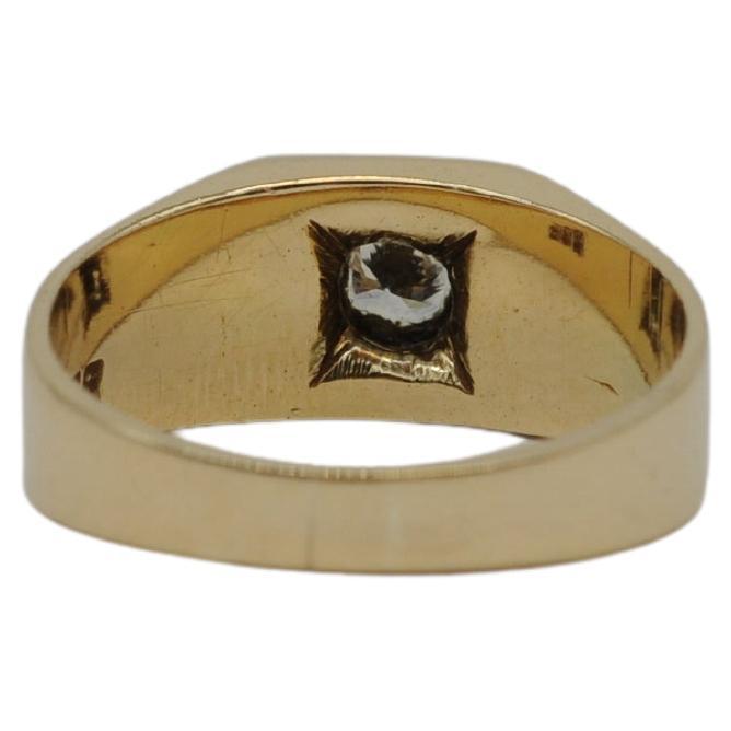 Aesthetic Movement solitare ring with 0.50ct diamond in 14k gold  For Sale
