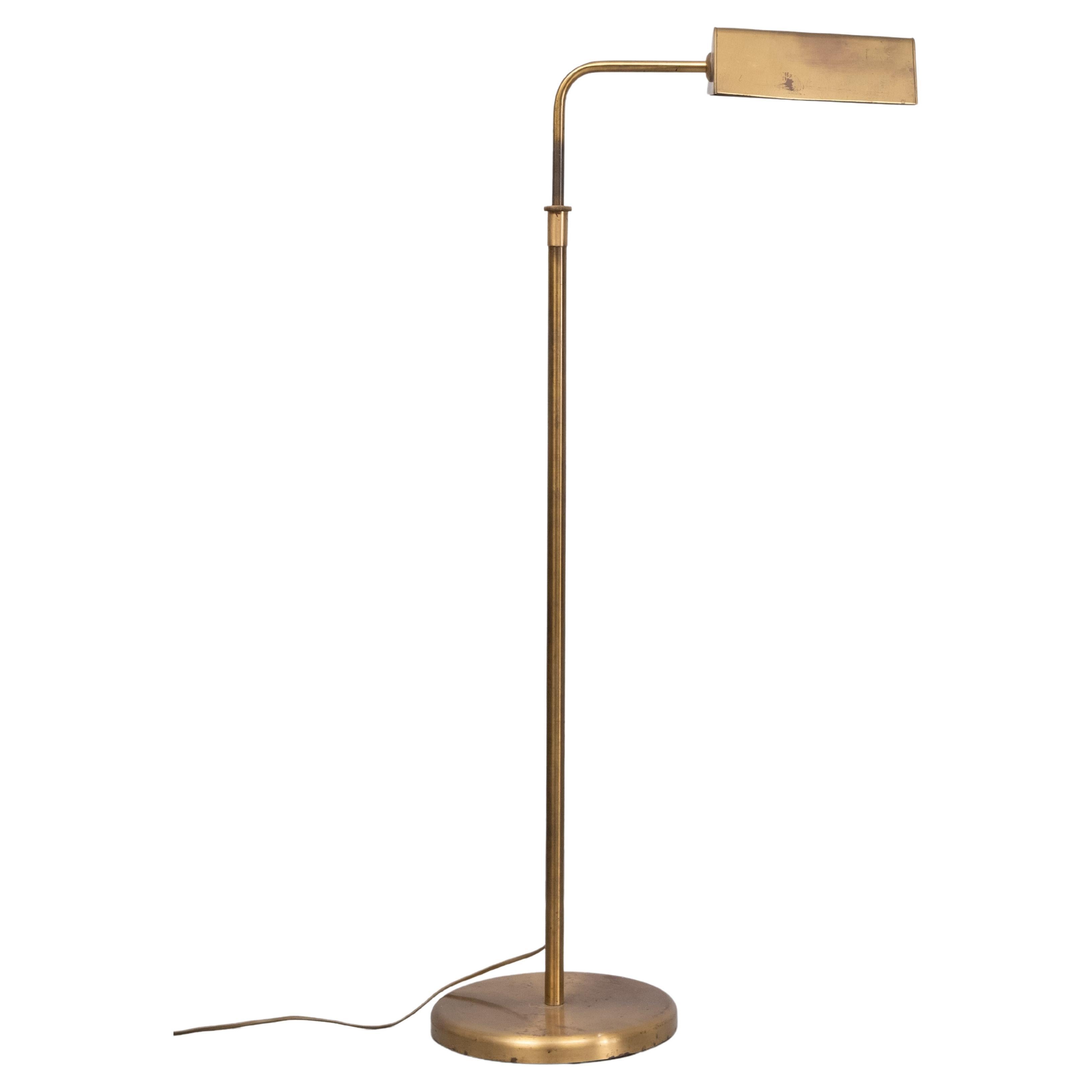 Sölken Leuchten  Brass library floor lamp  1970s Germany 