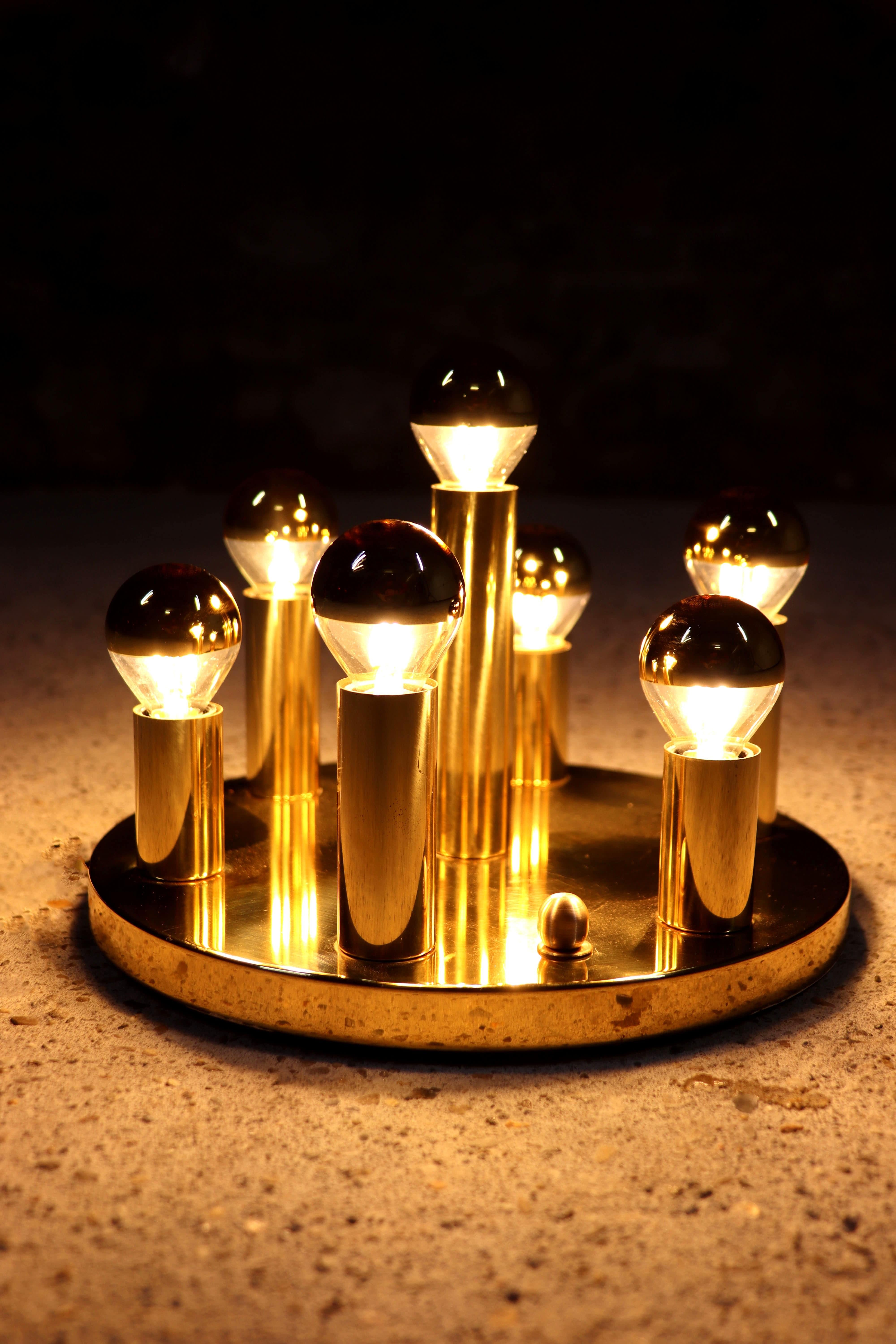 Sölken Leuchten – Ceiling Lamp – Brass – Germany – 1970s For Sale 6