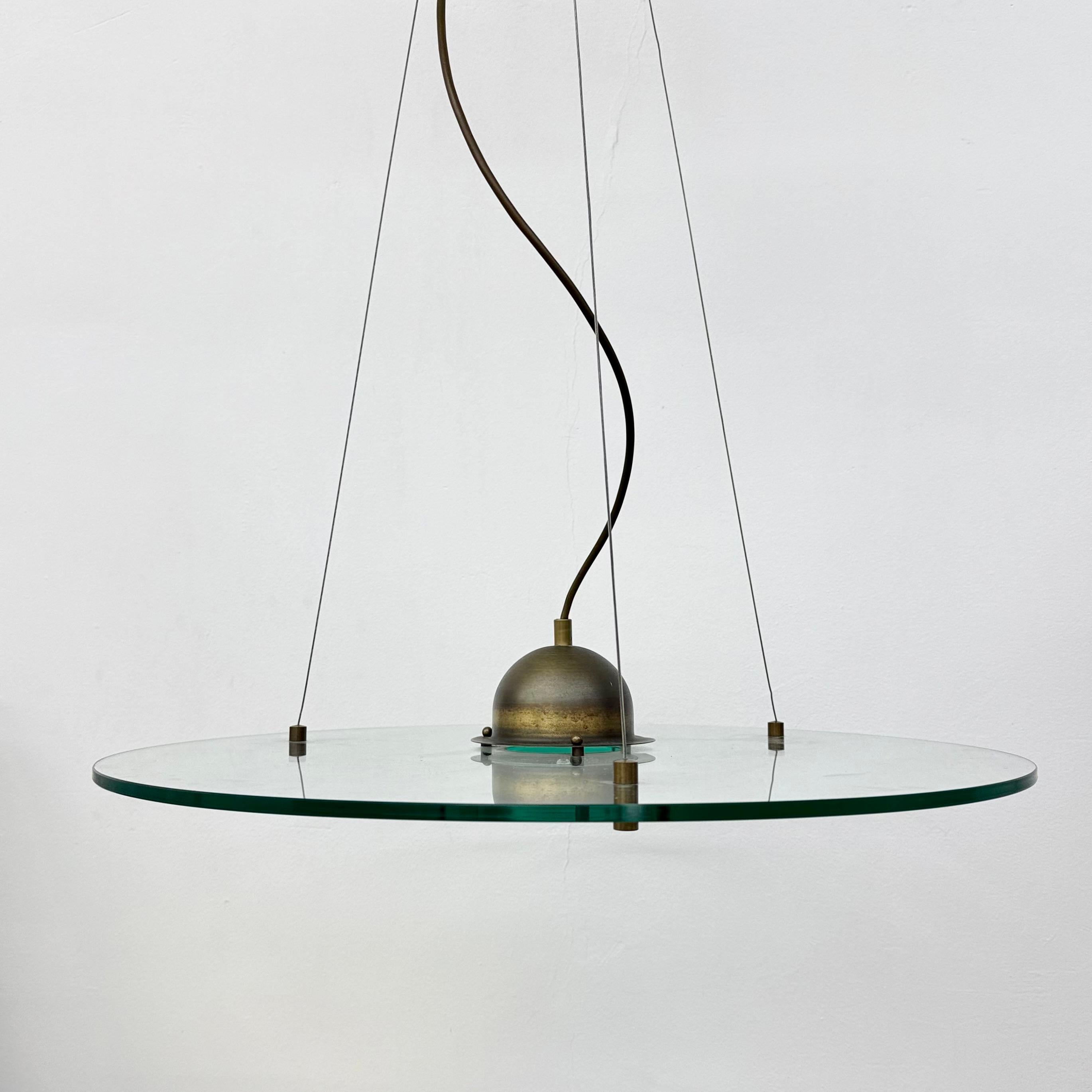 Ottone Lampada a sospensione in vetro Sölken Leuchten , anni '70 in vendita
