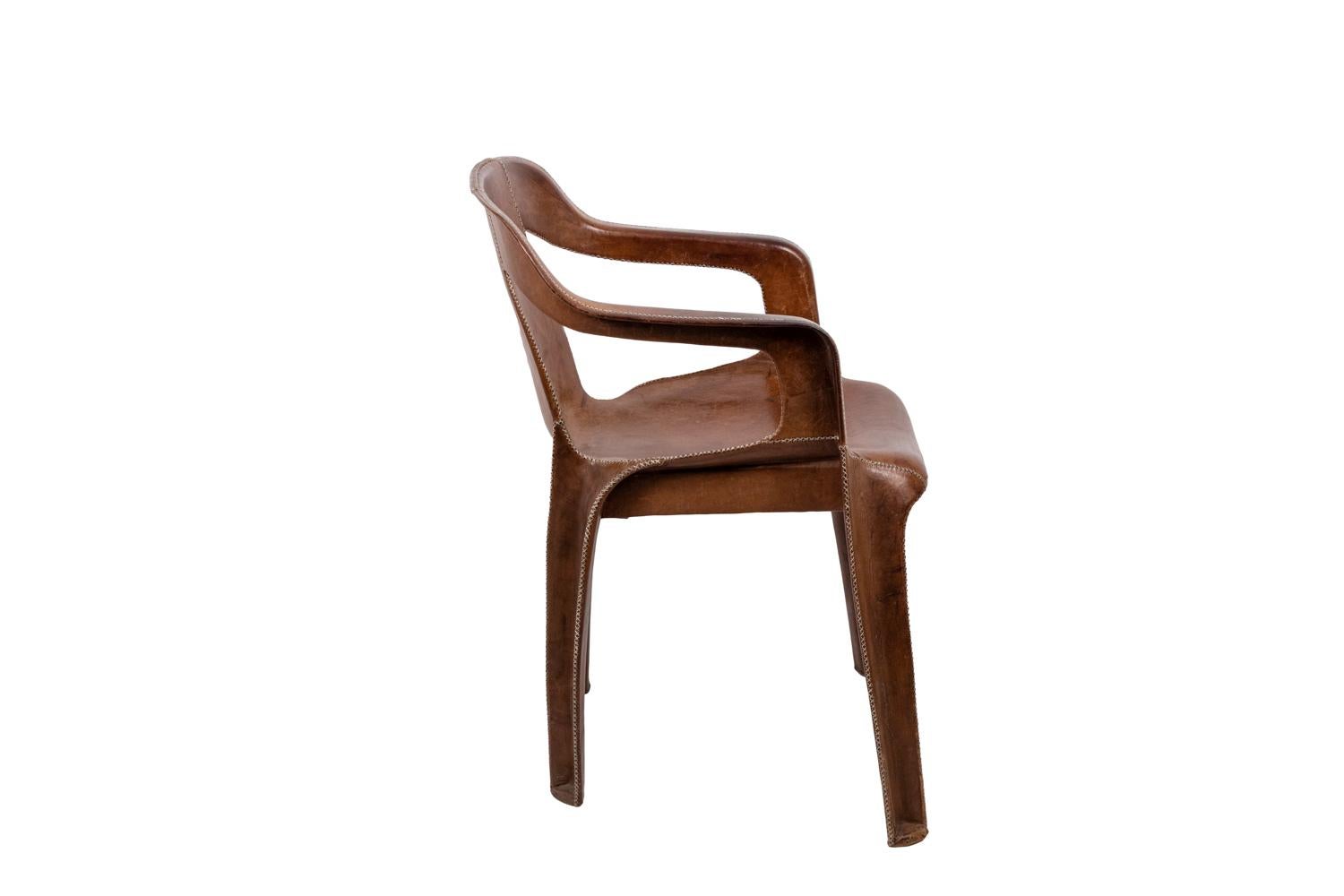 Spanish Sol&Luna, Armchair in Brown Leather, Contemporary Work For Sale