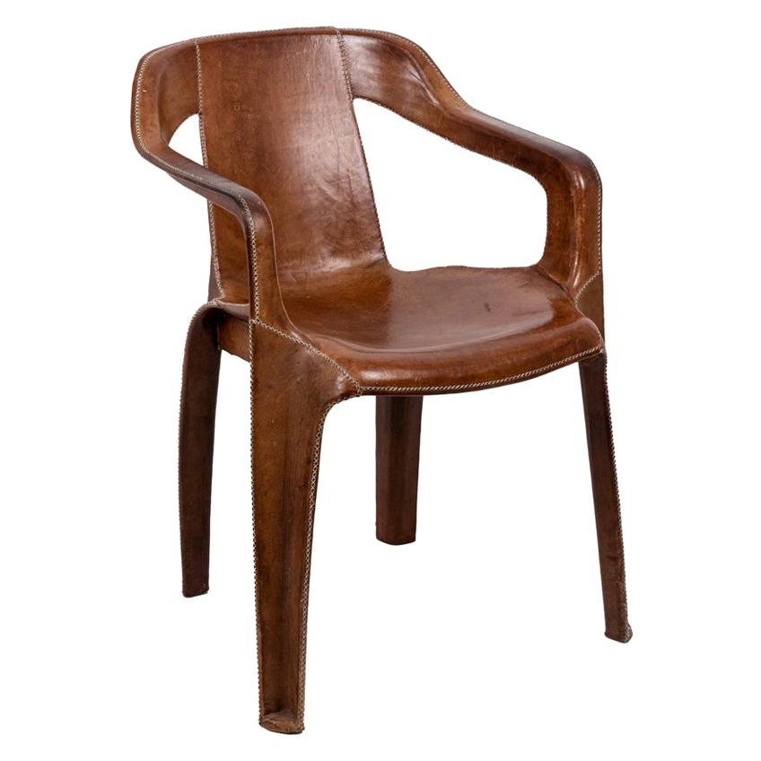Sol&Luna, Armchair in Brown Leather, Contemporary Work For Sale