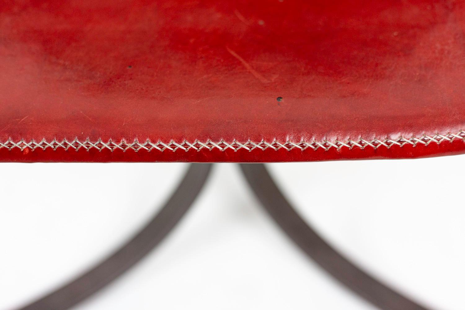 Sol & Luna, Chair in Red Leather and Metal, Contemporary Work 1