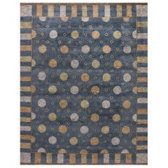Solna Swedish Inspired Pile Navy Blue, Gray and Beige Rug