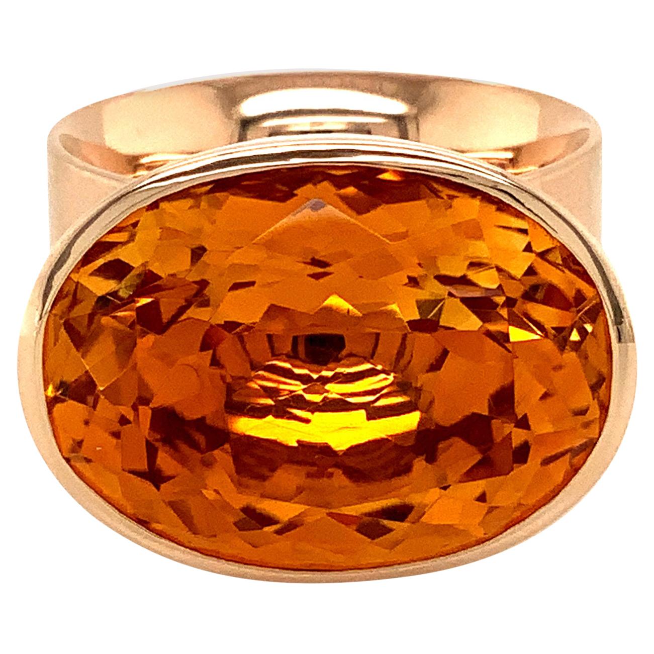 Georg Spreng - Solo Ring 18 Karat Rosé Gold with oval Citrine Orange For Sale