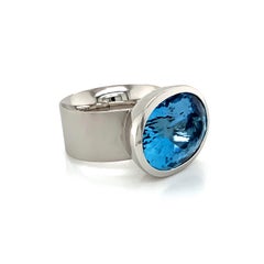 Georg Spreng - Solo Ring Platinum 950 Blue Aquamarine Santa Maria Brazil natural