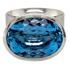 Georg Spreng - Solo Ring Platinum 950 Blue Aquamarine Santa Maria Brazil natural