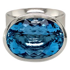 Georg Spreng - Solo Ring Platinum 950 Blue Aquamarine Santa Maria Brazil natural