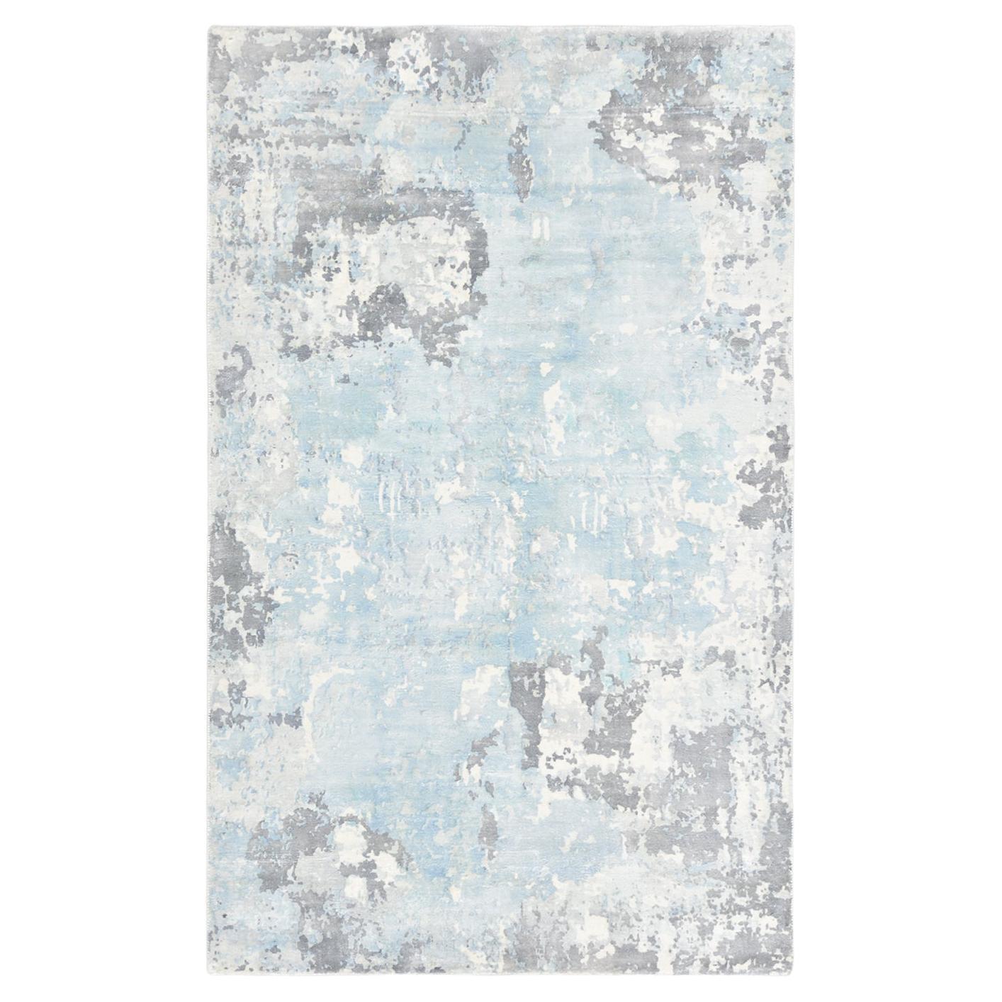 Solo Rugs Abstract Hand Loomed Ivory Runner Area Rug For Sale
