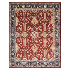 Solo Rugs Ariel Traditional Floral Handmade Area Rug Red