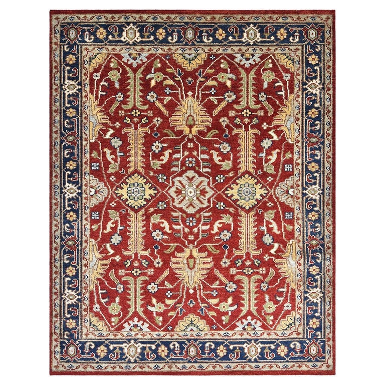 Solo Rugs Ariel Traditional Floral Handmade Area Rug Red For Sale at ...