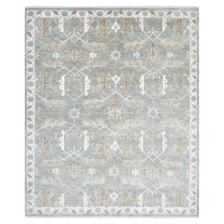Solo Rugs Armin Traditional Floral Handmade Area Rug Blue For Sale