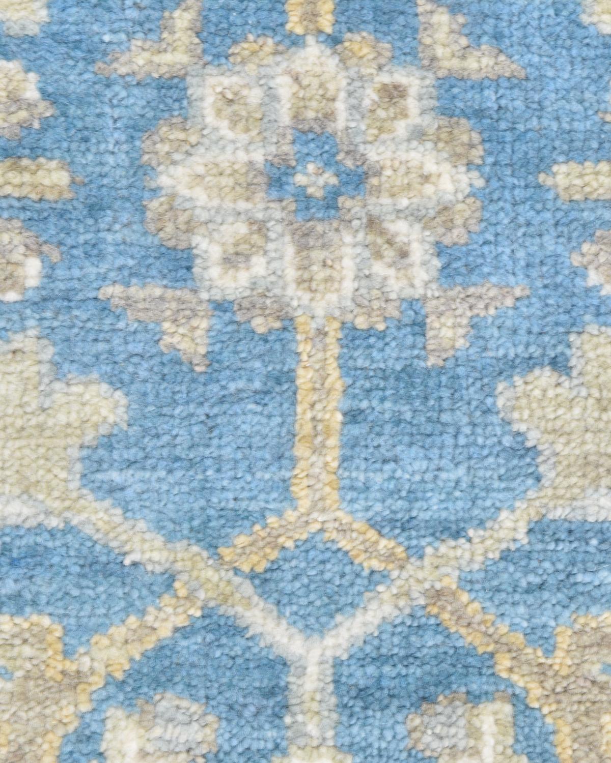 Modern Solo Rugs Armin Traditional Floral Handmade Area Rug Blue