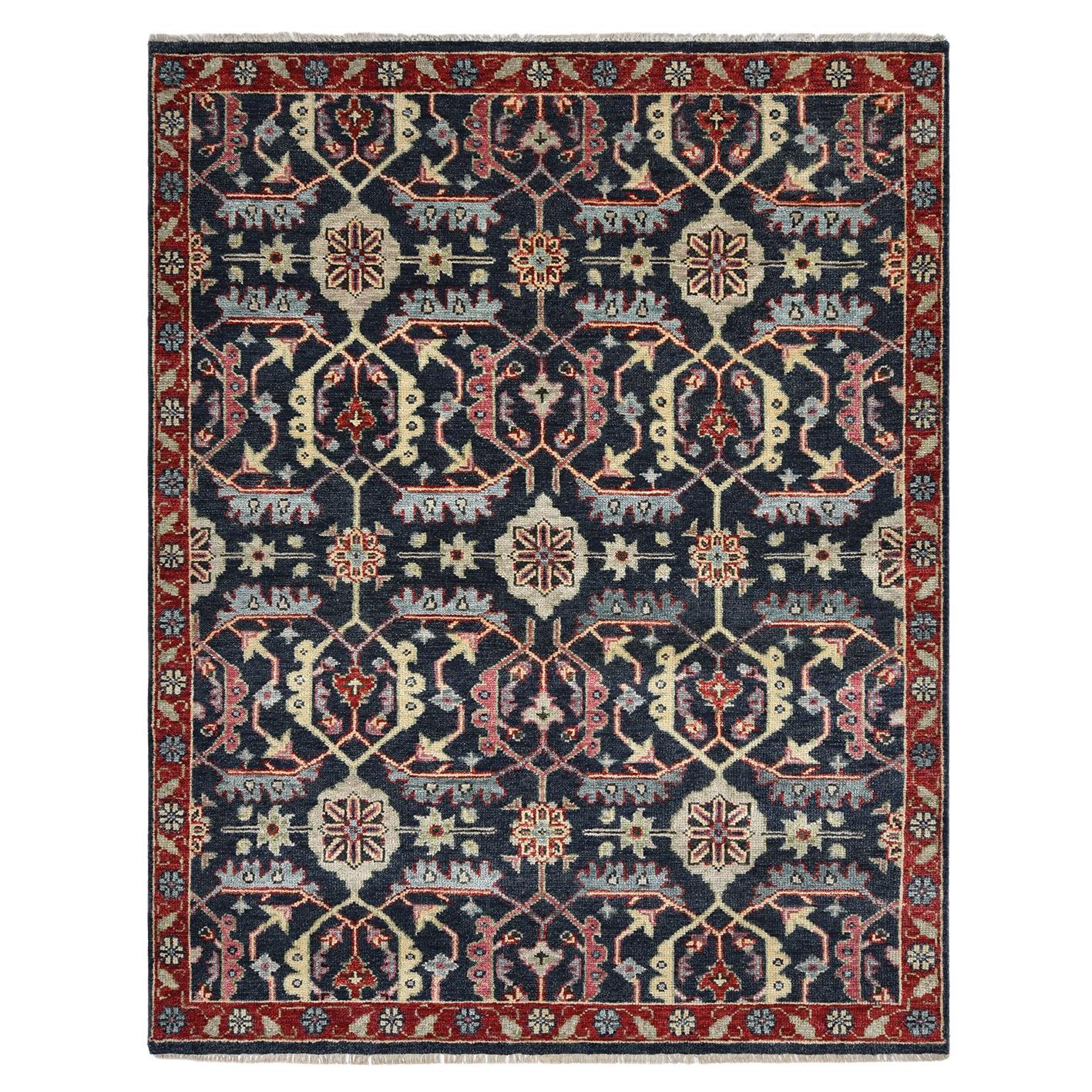 Solo Rugs Armin Traditional Floral Handmade Area Rug Blue