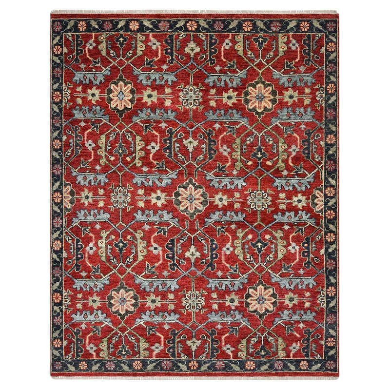 Red Oriental Rug, Handmade Carpet Silk Rugs, Traditional Indian Rugs ...