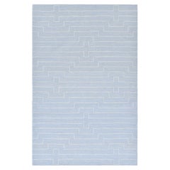 Einzel Solo Teppiche Barry Zeitgenössischer geometrischer handgefertigter Teppich in Blau