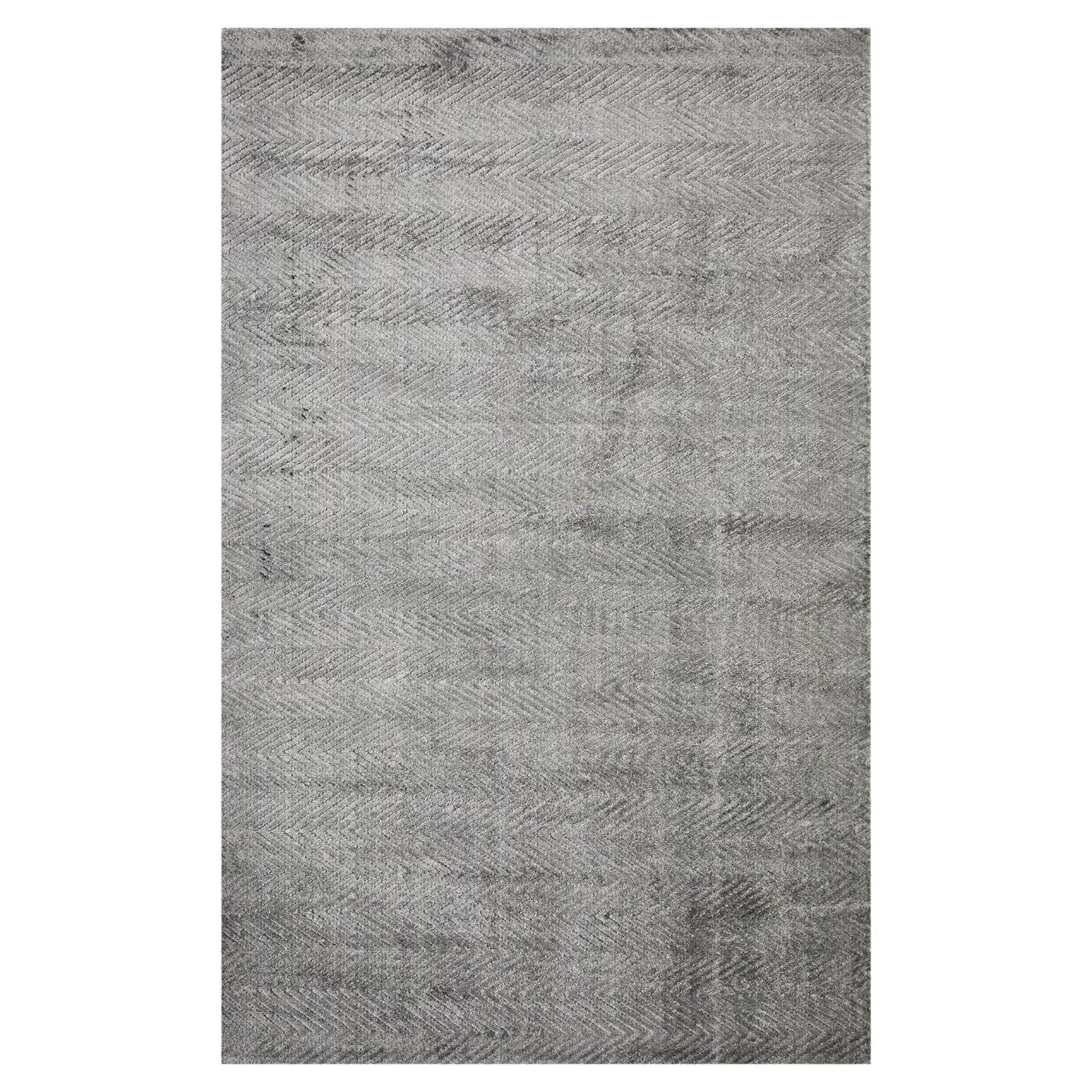 Einzel Solo Teppiche Chevelle Zeitgenössischer Chevron handgefertigter Teppich Grau