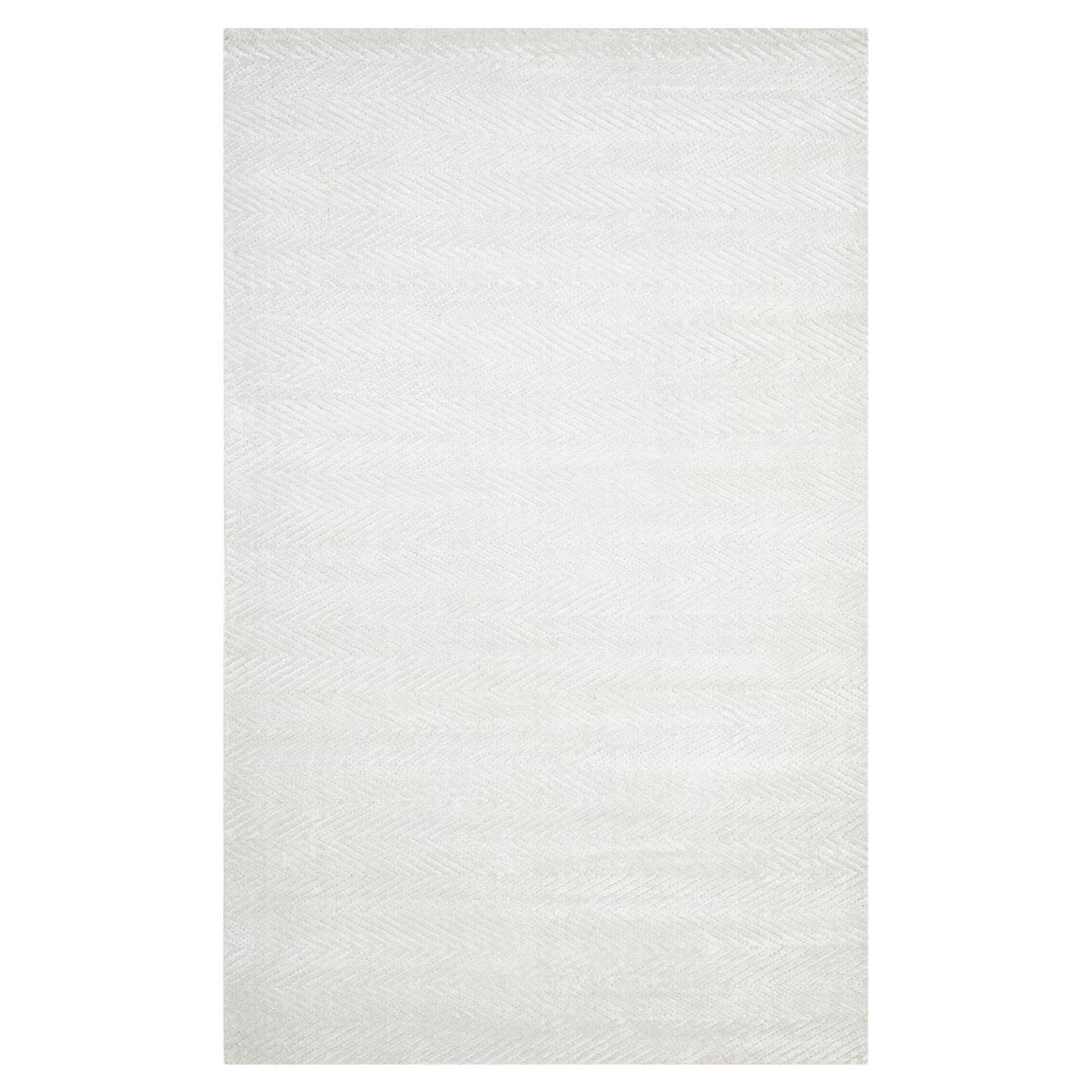 Solo Rugs Chevelle Contemporary Chevron Handmade Area Rug Ivory For Sale