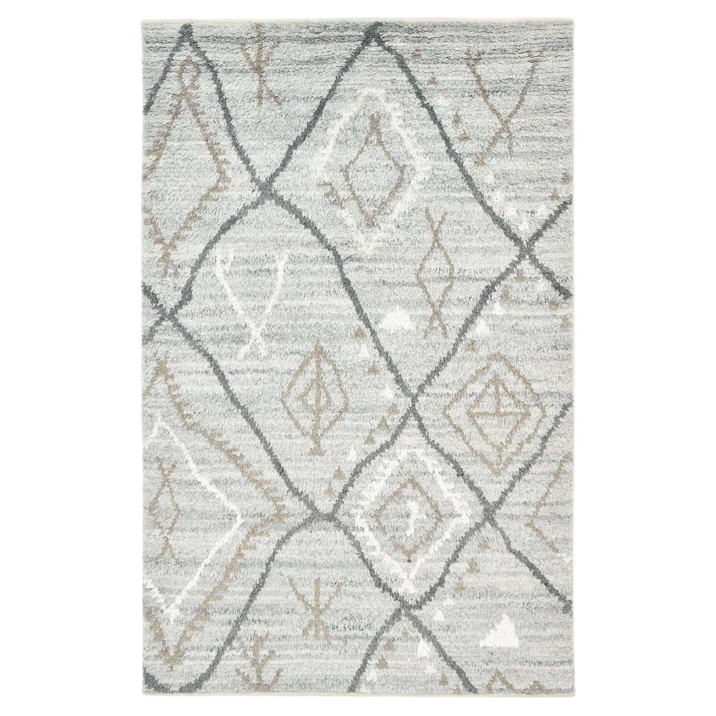 Solo Rugs Ellery Bohemian Moroccan Handmade Area Rug Light Gray For