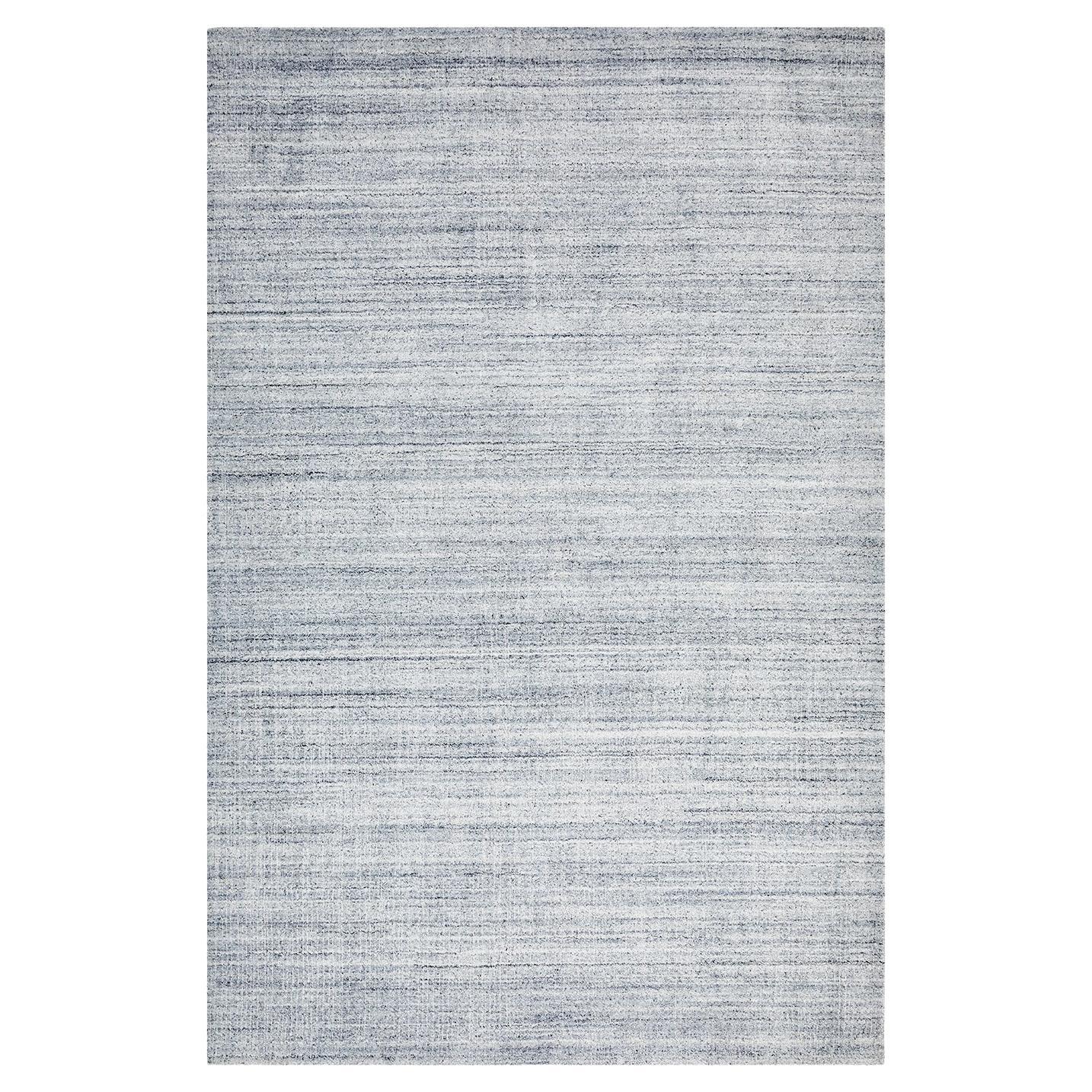 Solo Rugs Cooper Contemporary Striped Handmade Area Rug Grey For Sale