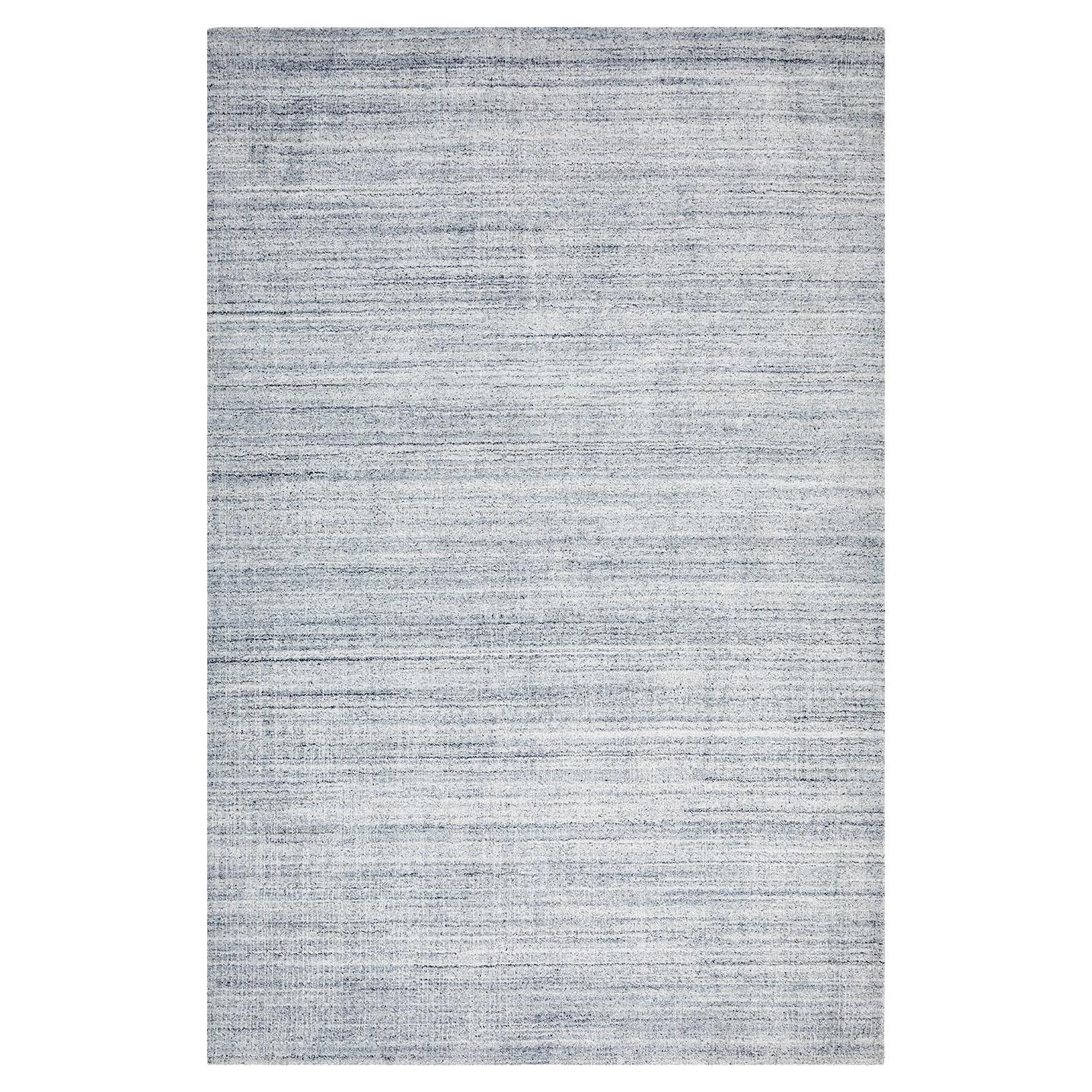 Solo Rugs Cooper Contemporary Striped Handmade Area Rug Gray For Sale