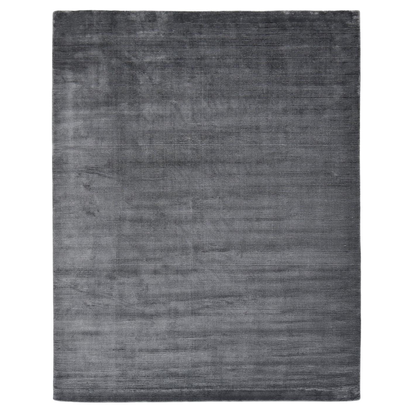 Solo Rugs Cordi Contemporary Solid Handmade Area Rug Gray For Sale