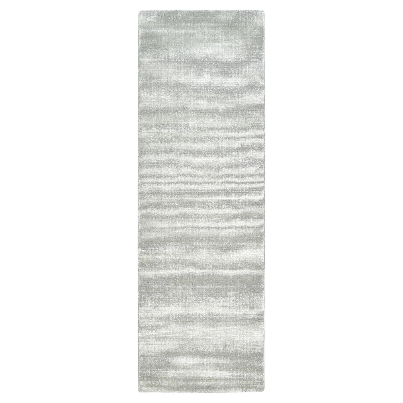 Solo Rugs Cordi Contemporary Solid Handmade Runner Gray For Sale