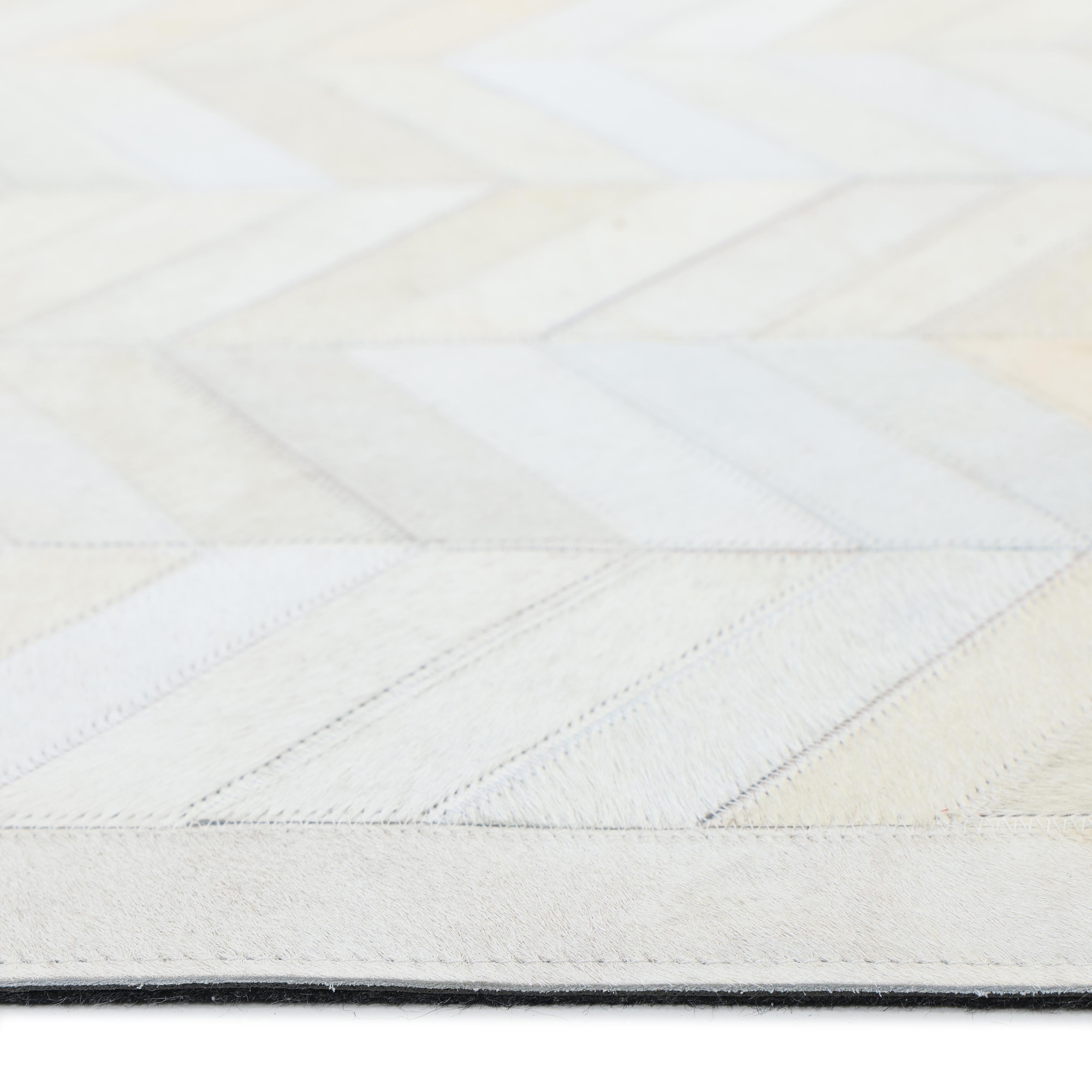 Contemporary Chevron Hand Made Ivory Area Rug 8' 0