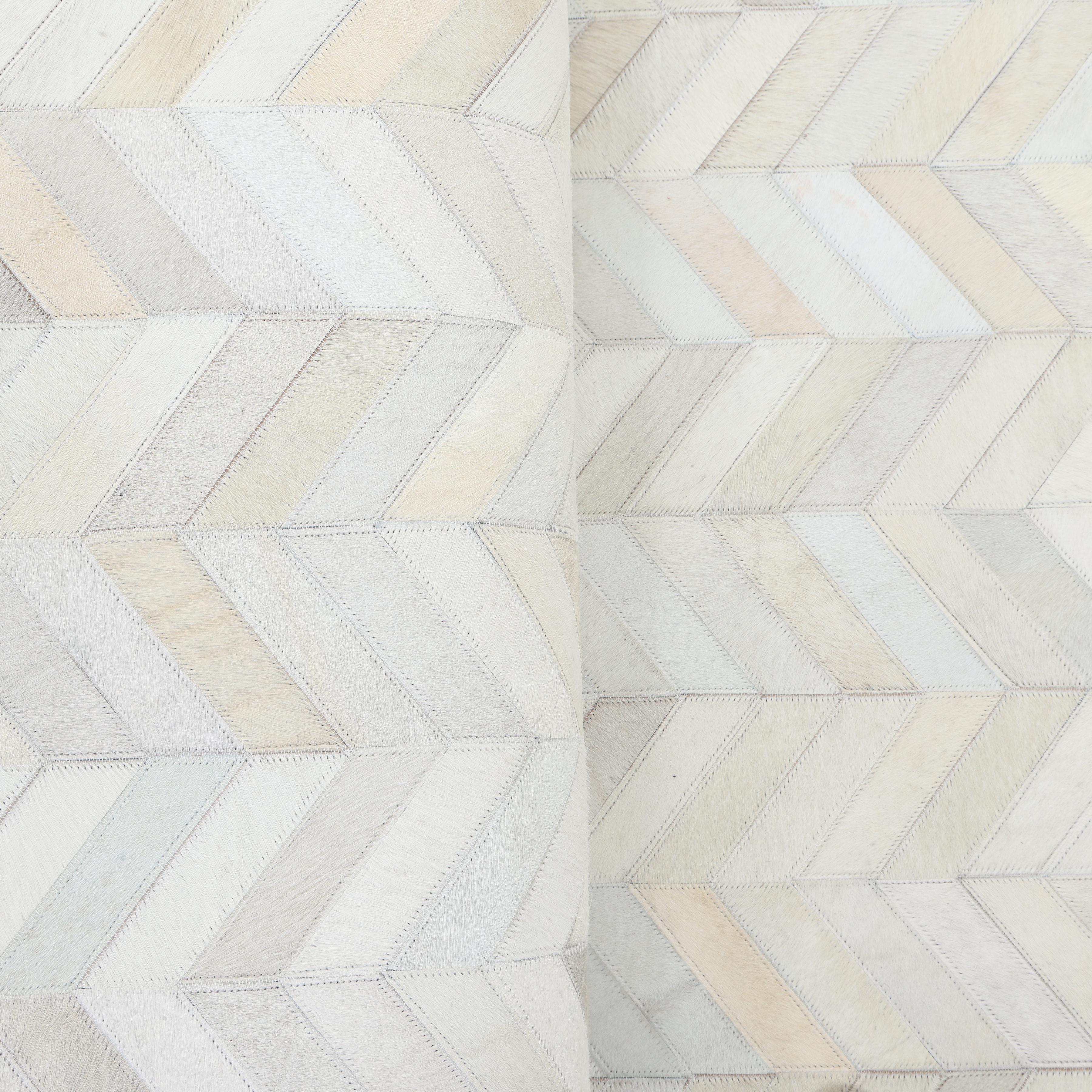 Contemporary Chevron Hand Made Ivory Area Rug 8' 0