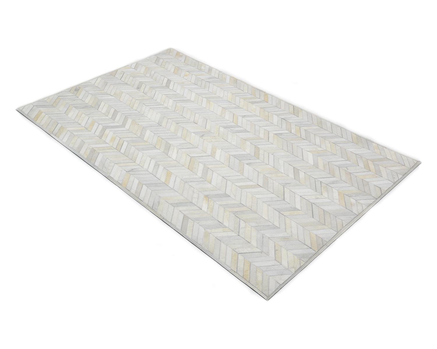 Solo Rugs Cowhide Chevron Handmade Ivory Area Rug For Sale 1