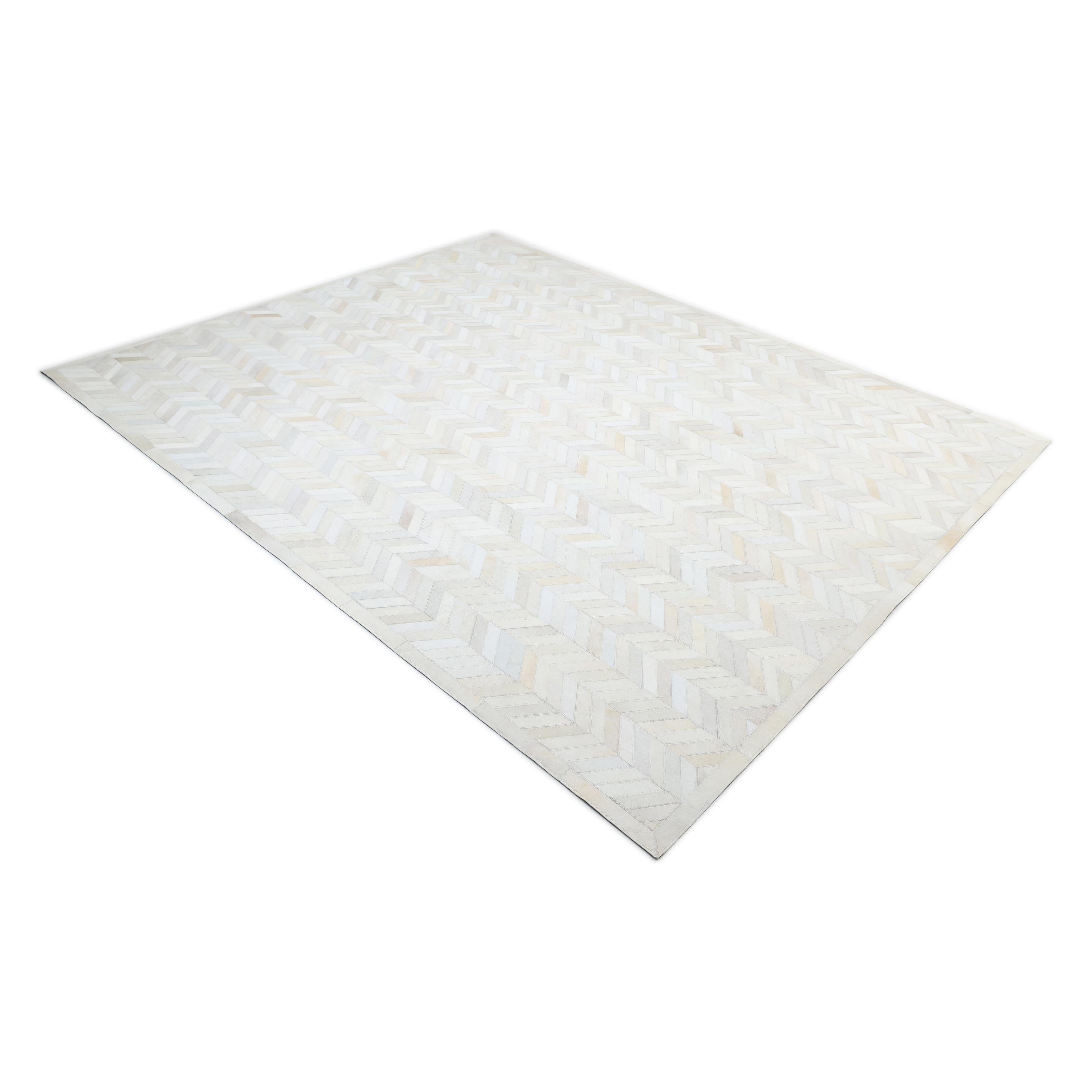 Contemporary Chevron Hand Made Ivory Area Rug 8' 0