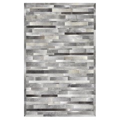 Solo Rugs Cowhide Striped Handmade Gray Area Rug