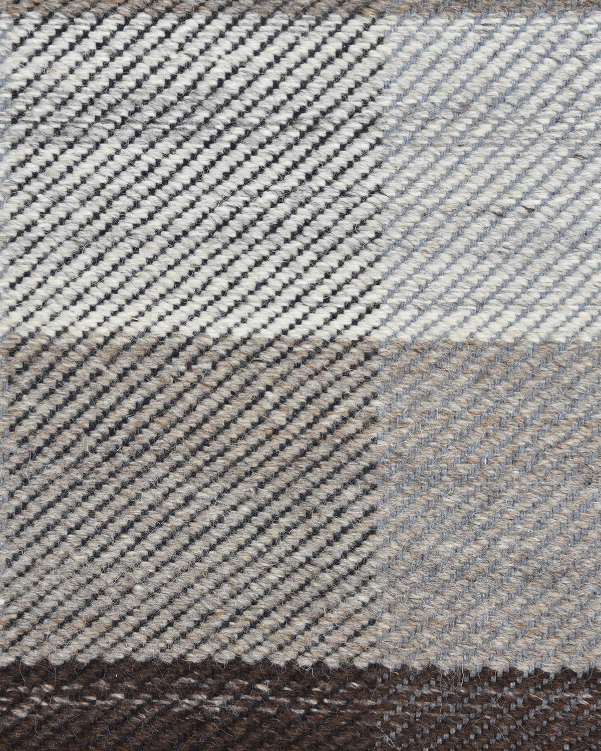 Indian Solo Rugs Flatweave Checkered Hand Woven Brown Area Rug For Sale