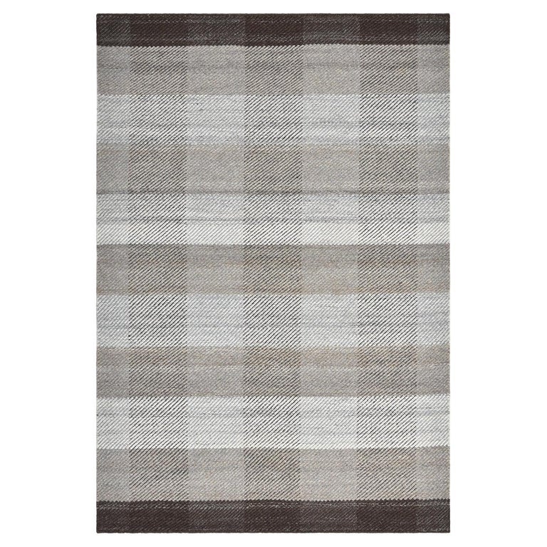 Solo Rugs Flatweave Checkered Hand Woven Brown Area Rug For Sale at 1stDibs