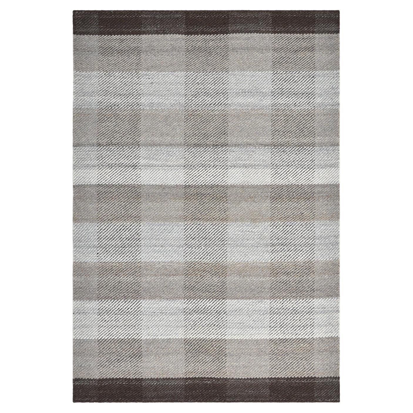 Solo Rugs Flatweave Checkered Hand Woven Brown Area Rug For Sale