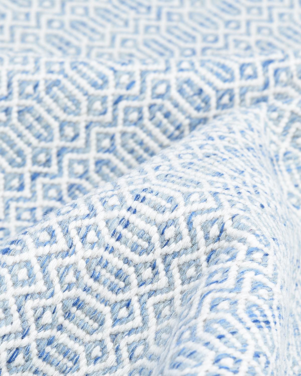 Cotton Solo Rugs Flatweave Geometric Hand Woven Blue Area Rug