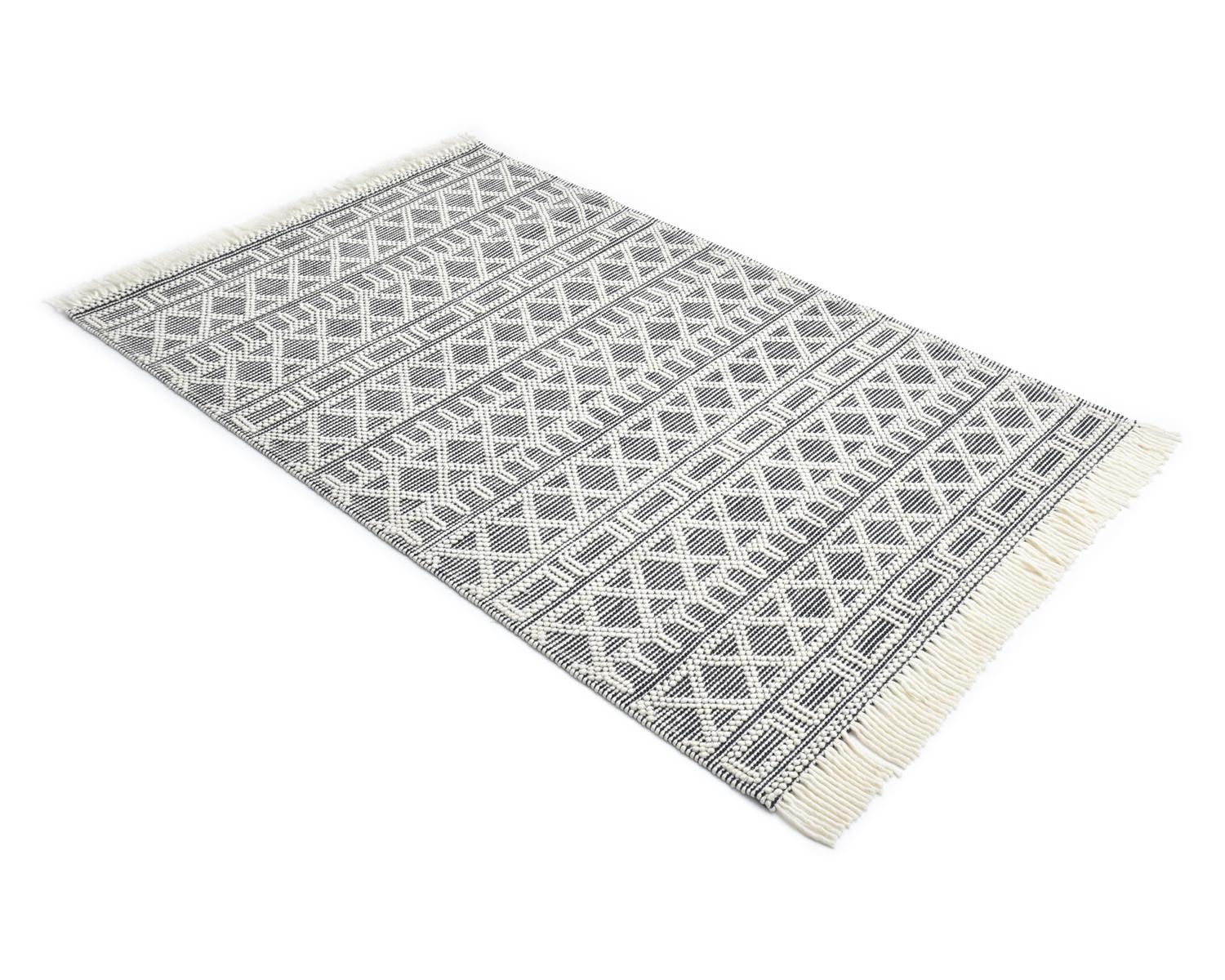 Solo Rugs Flachgewebe handgewebter schwarzer Teppich im Angebot 1