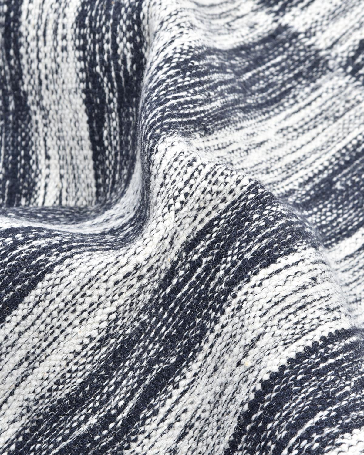 Solo Rugs Flachgewebe gestreift Hand gewebt Schwarz 8 x 10 Bereich Teppich (Baumwolle) im Angebot