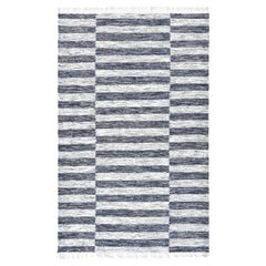 Solo Rugs Flatweave Striped Hand Woven Black Area Rug